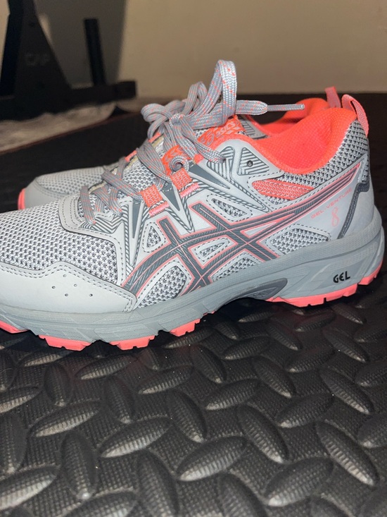 ASICS Gel Venture 8 Trail Running Shoes Grey Coral Size 6.5 - Picture 2 of 7